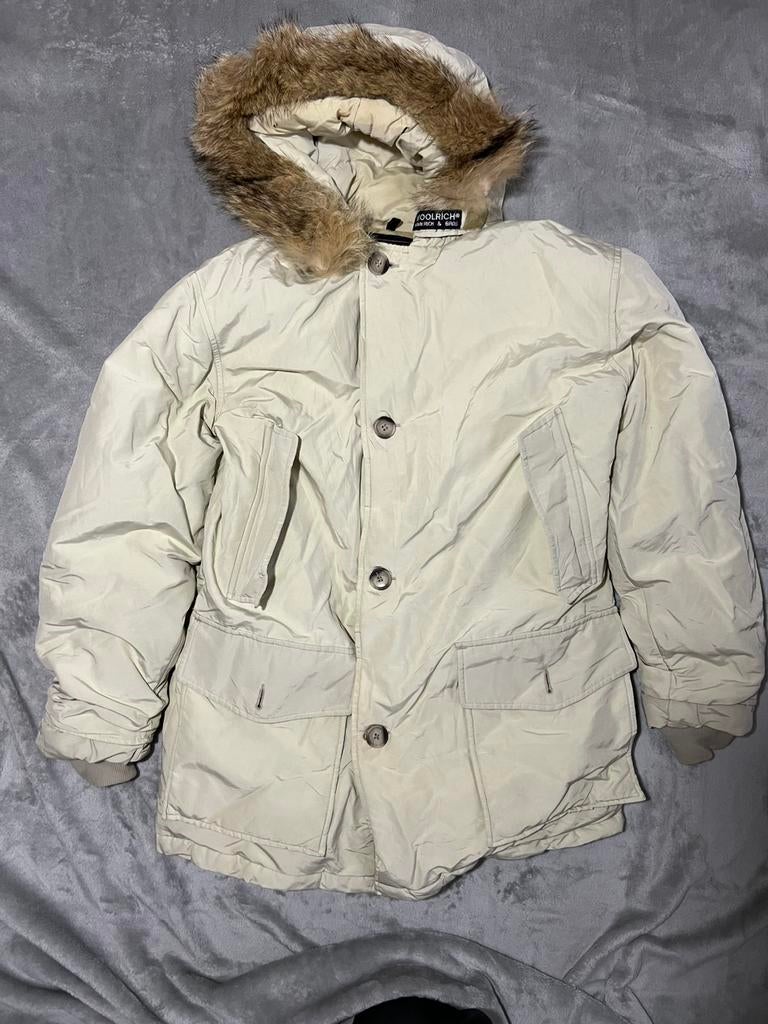 Winterjas: Woolrich Arctic Parka (VINTAGE), Ophalen of Verzenden, Gedragen, Maat 46 (S) of kleiner, Beige