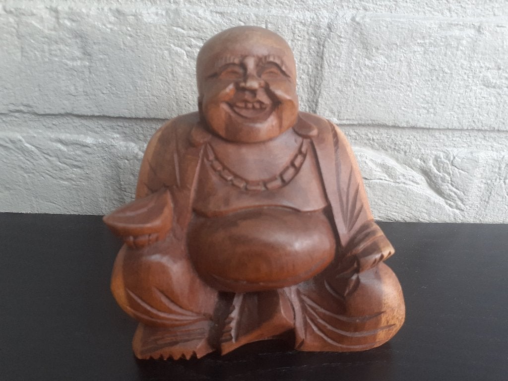 Bouddha rieur en bois, Enlèvement ou Envoi, Comme neuf