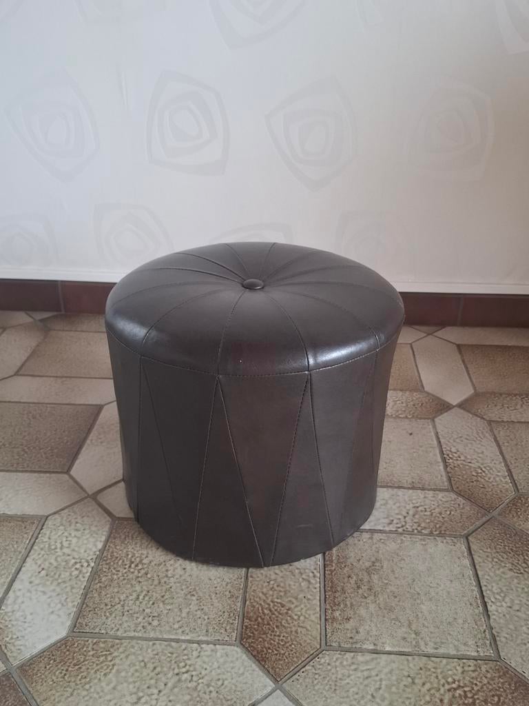 Poef bruin leder, Huis en Inrichting, Ophalen