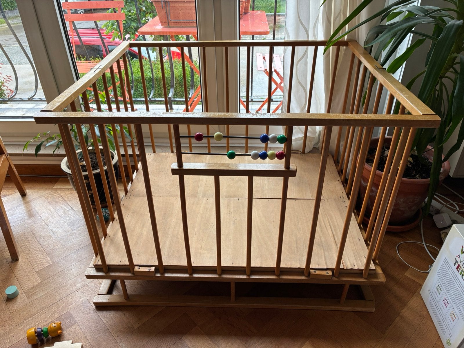 Parc bebe vintage en bois pliable 79x99cm, Enfants & Bébés, Parcs, Enlèvement, Utilisé, Rectangulaire