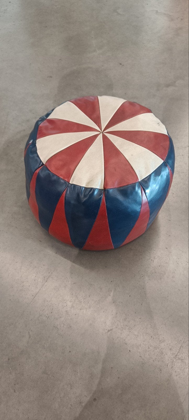 Vintage lederen patchwork poef / hocker, Ophalen