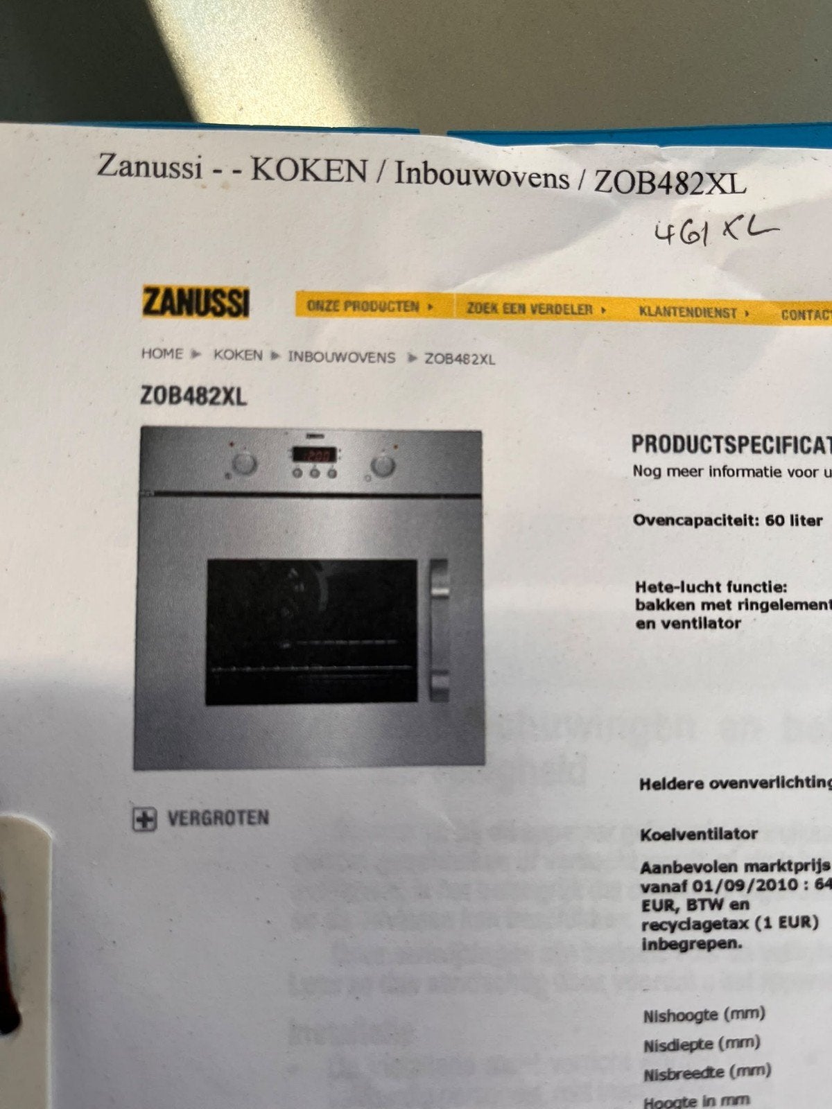 Zanussi inbouwoven, Elektronische apparatuur, Ophalen