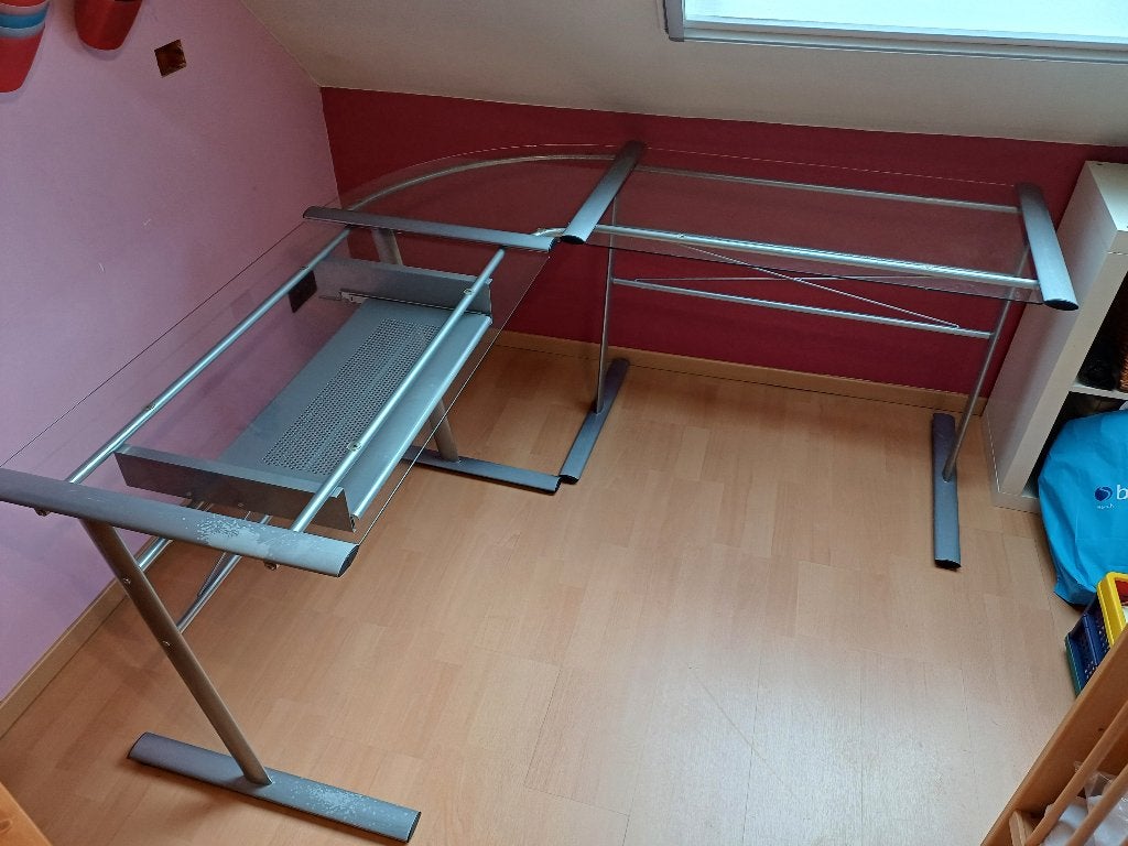 Bureau d'angle en verre, Enlèvement, Utilisé