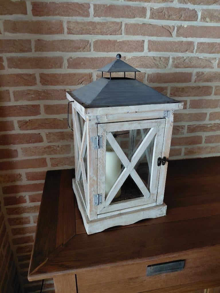 DECORATIEVE LANTAARN, Ophalen, 25 tot 50 cm, Wit, Zo goed als nieuw