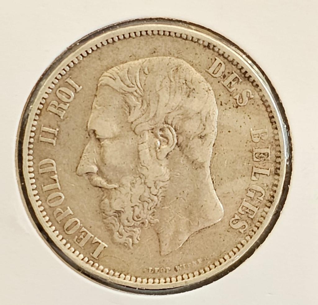 5 Frank, Leopold II, Enlèvement ou Envoi, Monnaie en vrac, Argent, Argent