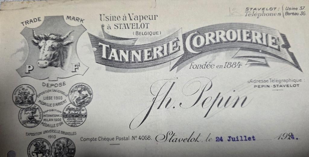 1929+Tannerie+Stavelot+Pepin Tannery+Letter+Litho, Ophalen of Verzenden, 1920 tot 1940, Ongelopen, Luik