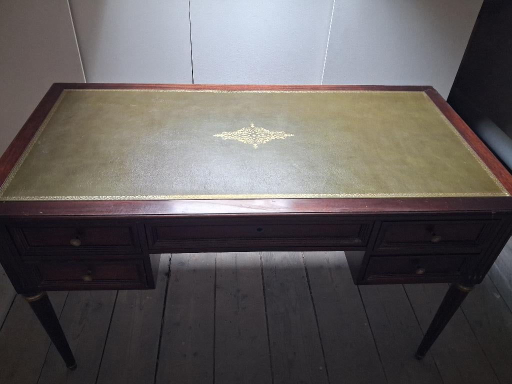 antiek bureau met lederen inlegblad, Ophalen, Demontabel, Gebruikt, Antiek