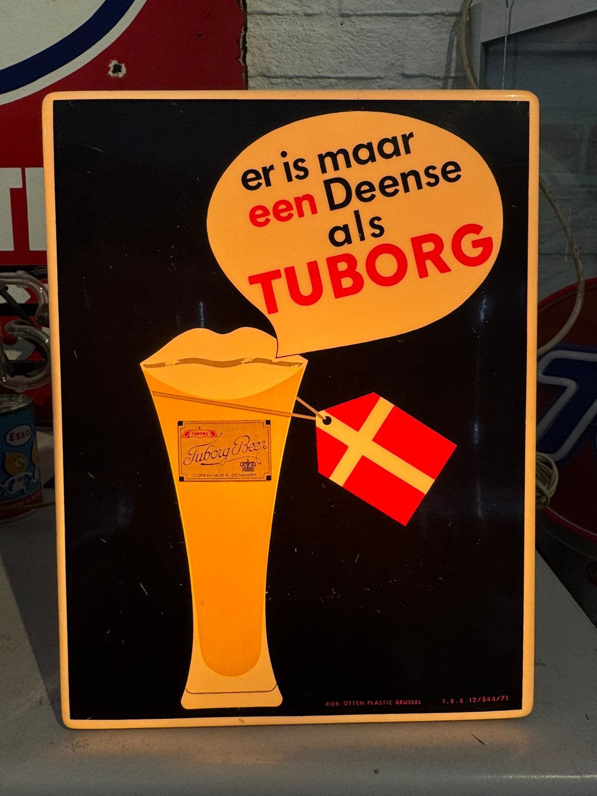 Petite boîte à lumière publicitaire TUBORG Beer ancienne, Enlèvement, Utilisé, Table lumineuse ou lampe (néon)
