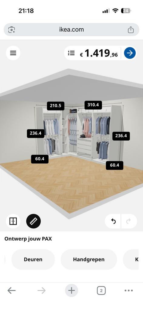 IKEA PAX HOEKKAST WIT 210 x 310, Maison & Meubles, Armoires | Penderies & Garde-robes, Comme neuf, 200 cm ou plus, 200 cm ou plus