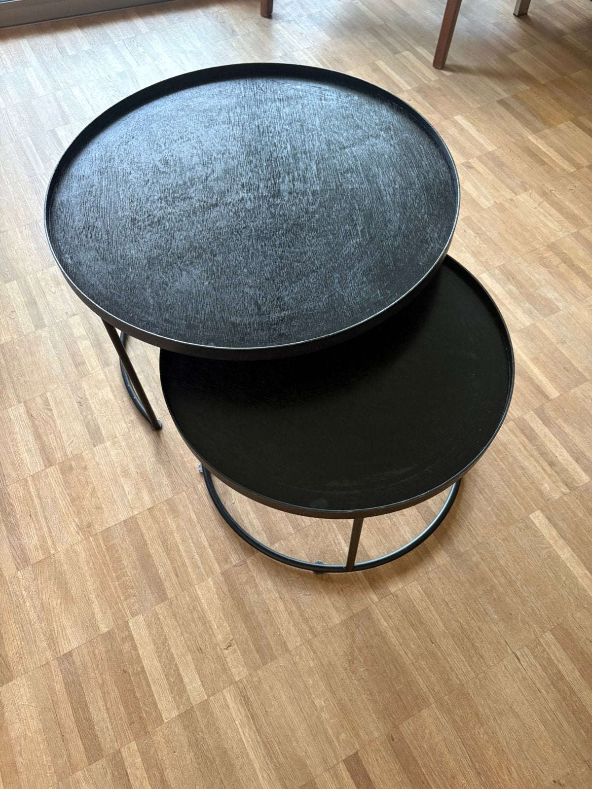 Zwarte salontafelset met 2 tafeltjes, van Notre Monde, Huis en Inrichting, Tafels | Salontafels, Zo goed als nieuw, 5 – 50, 50 tot 100 cm