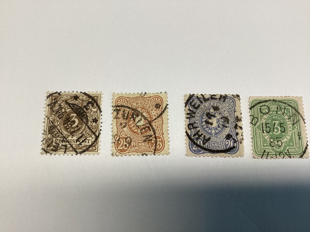 Lot 4 Reichspost zegels eind 19e eeuw, Ophalen of Verzenden, Duitse Keizerrijk, Gestempeld
