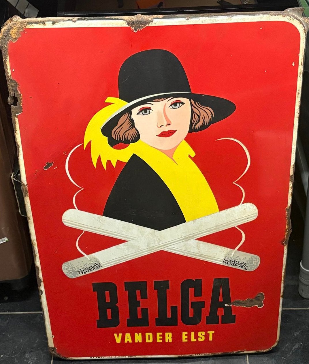 Belga emaille plaat, Verzamelen, Merken en Reclamevoorwerpen, Ophalen, Gebruikt