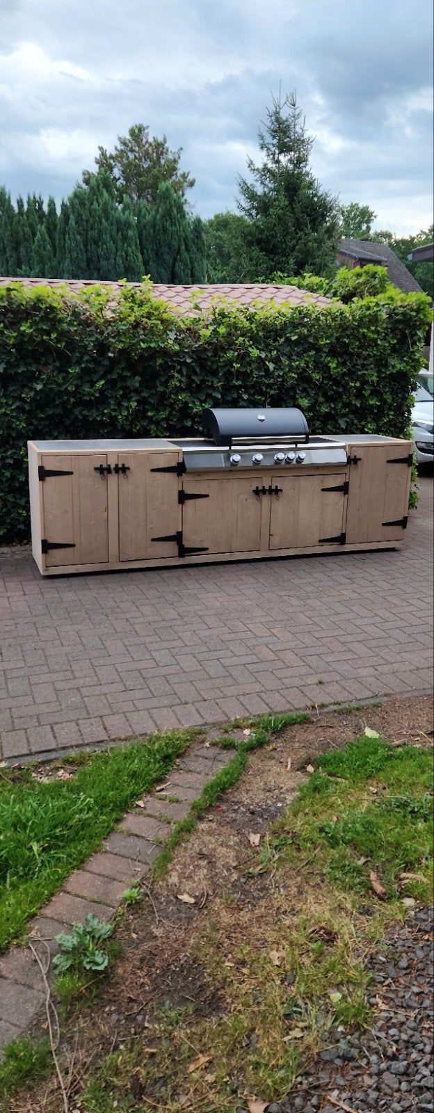 Buitenkeuken uit steigerhout Prommo L3m x 91cm x 61cm, Jardin & Terrasse, Cuisines extérieures, Enlèvement, Neuf