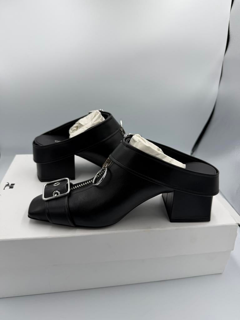 GoGo leren muiltjes - Courrèges - Nieuw - Maat 38, Zwart, Nieuw, Sandalen of Muiltjes, Ophalen of Verzenden