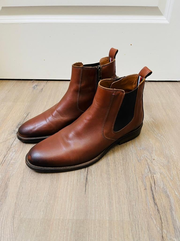 Bottes Chelsea Tommy Hilfiger en cuir cognac — Taille 41, Vêtements | Hommes, Chaussures, Bottes, Enlèvement ou Envoi, Comme neuf
