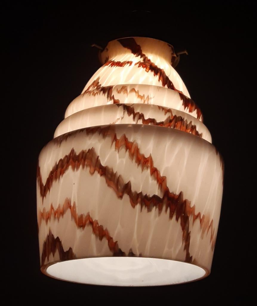 Lampe suspendue art déco en opaline, Enlèvement ou Envoi, Verre