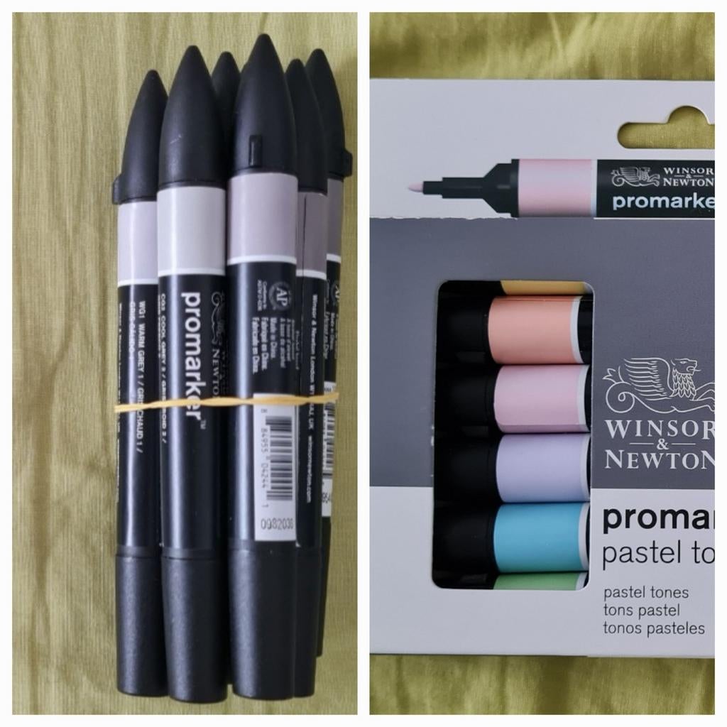 Promarker neufs, 6 pastels et 8 dégradés de gris., Enlèvement