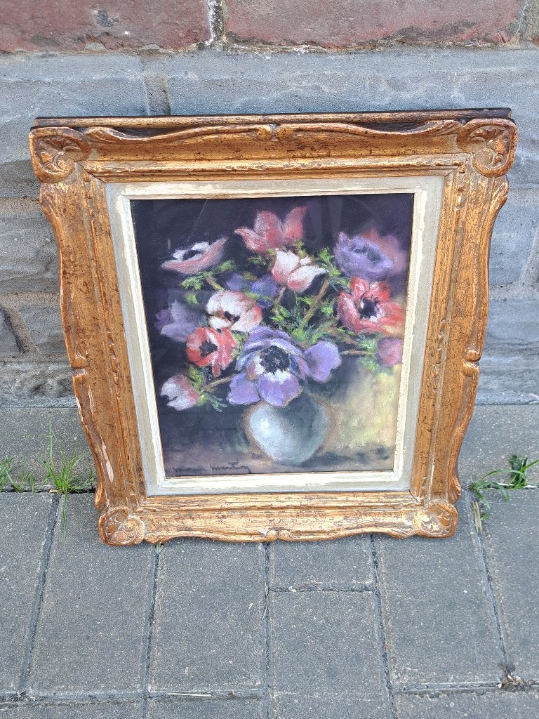 Pastel fleur signe mona martin, Enlèvement ou Envoi, Pastel