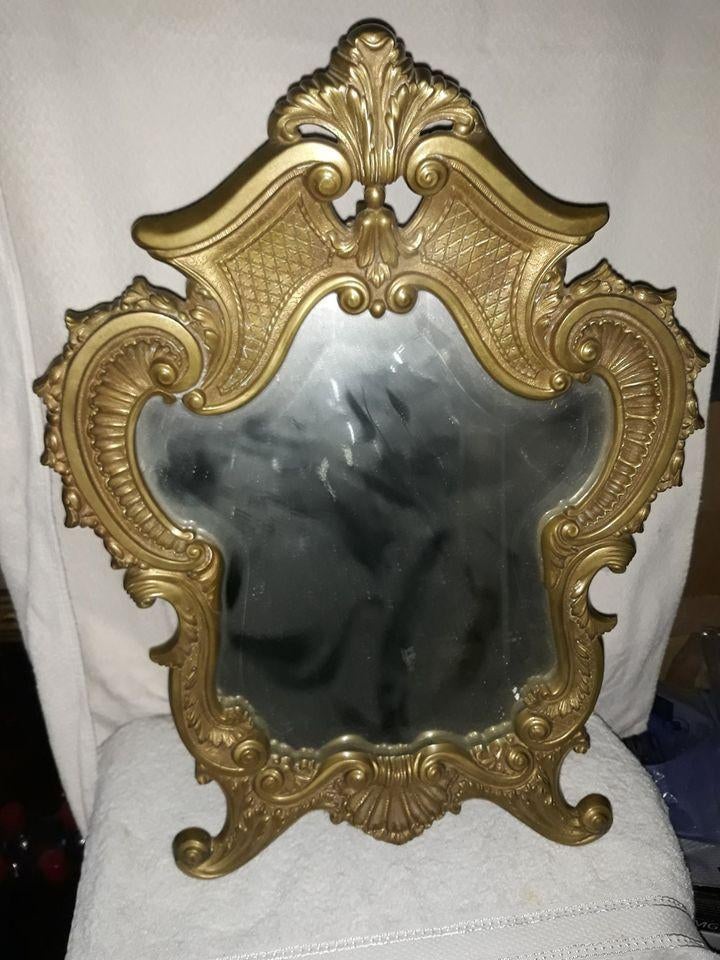 miroir en bronze sur pied, Antiquités & Art, Enlèvement, Bronze