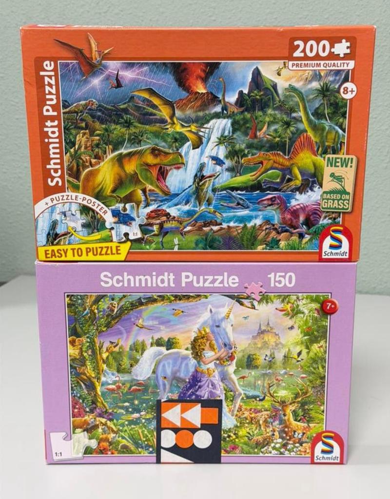 2 Schmidt kinderpuzzel 150 & 200 stukjes Dino princess nieuw, Ophalen of Verzenden, Meer dan 50 stukjes, Nieuw, 6 jaar of ouder