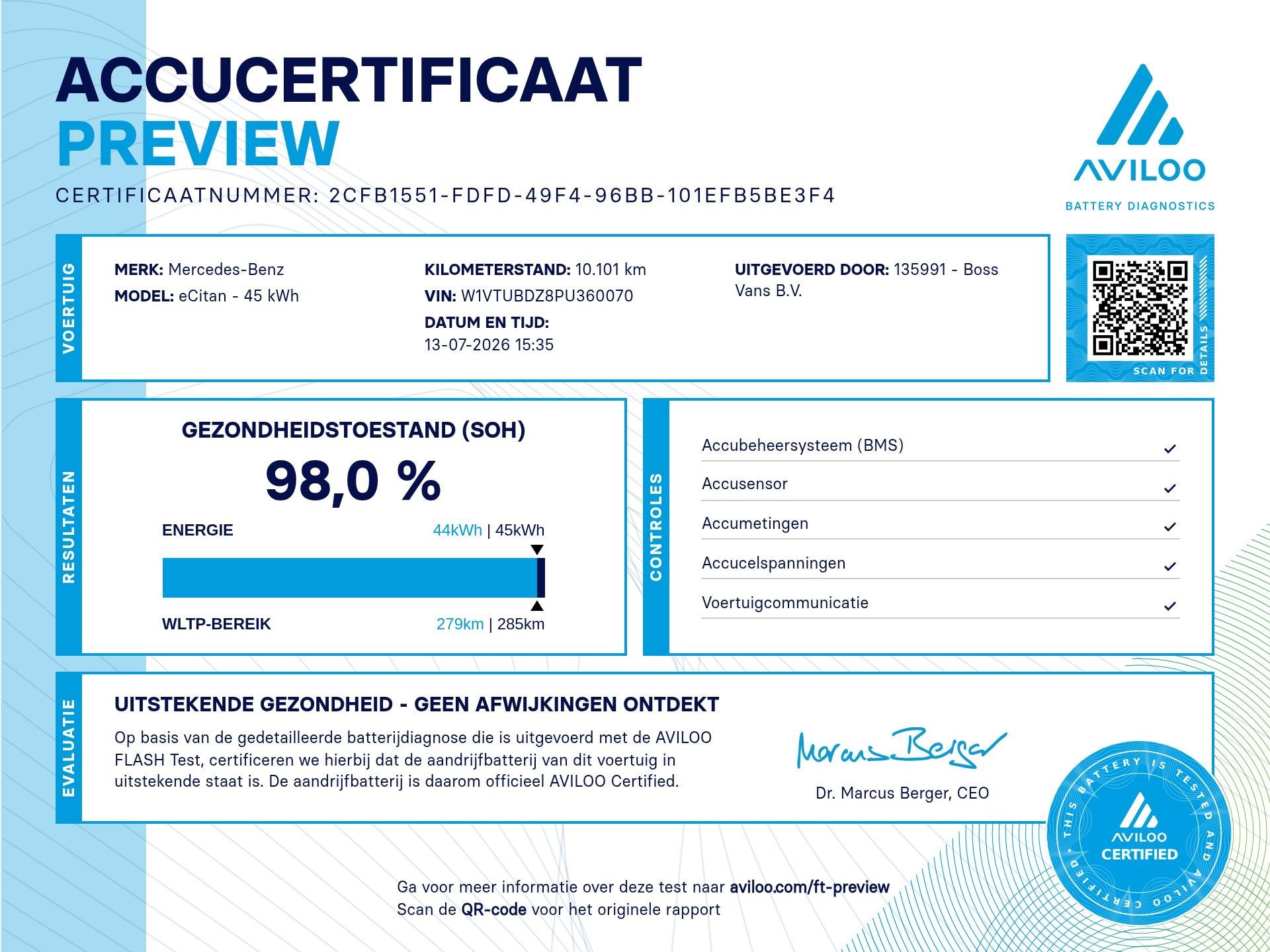 Mercedes-Benz eCitan 112 51kWh L2 284 WLTP 98% (SOH) Camera, Autos, Achat, 1250 kg, Entreprise, 2 places