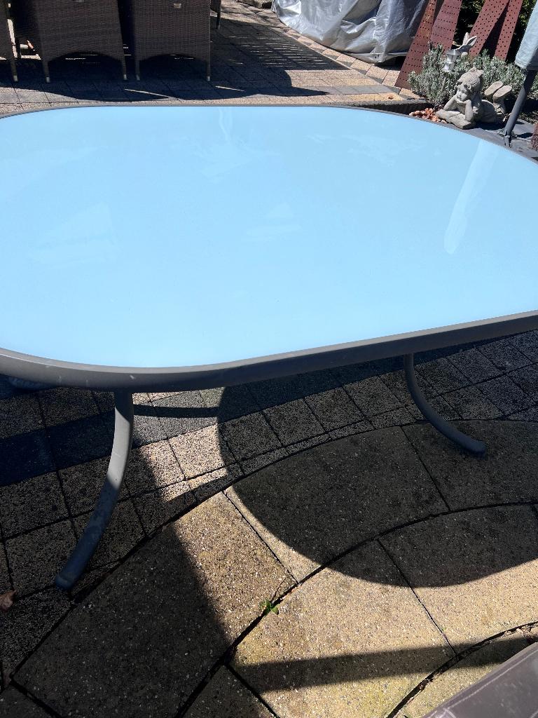 Tuintafel glas, Enlèvement, Comme neuf, Ovale, Aluminium