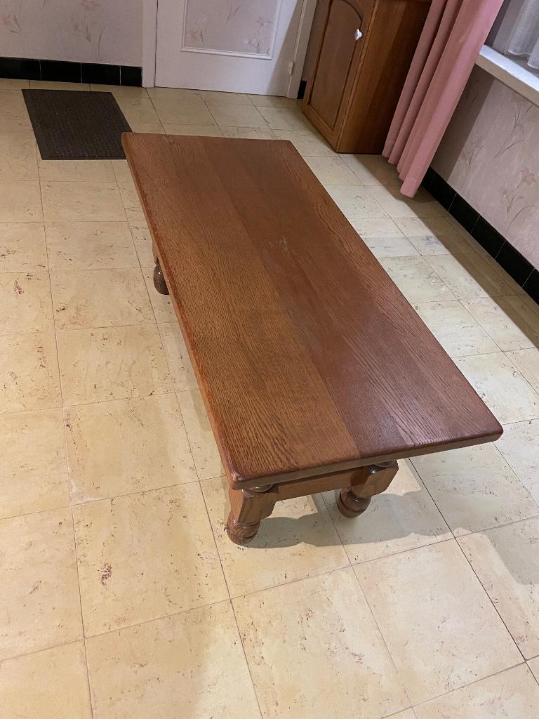 Salontafel in massieve eik, Huis en Inrichting, Ophalen, Gebruikt, 100 tot 150 cm, Eikenhout