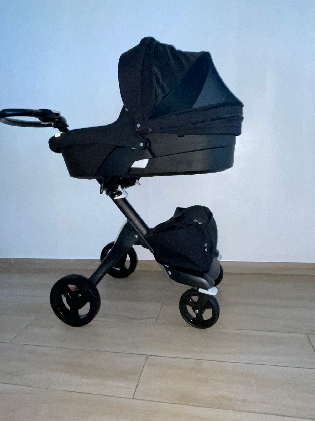 Stokke Xplory Black kinderwagen 3-in-1 Complete Set, Regenhoes, Babygeluk, Ophalen of Verzenden, Zo goed als nieuw
