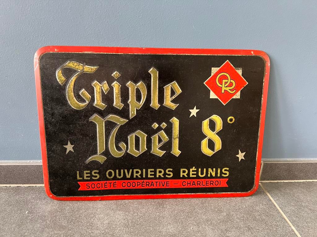 Ancienne tôle publicitaire bière triple Noël - Ouvriers, Enlèvement ou Envoi, Comme neuf