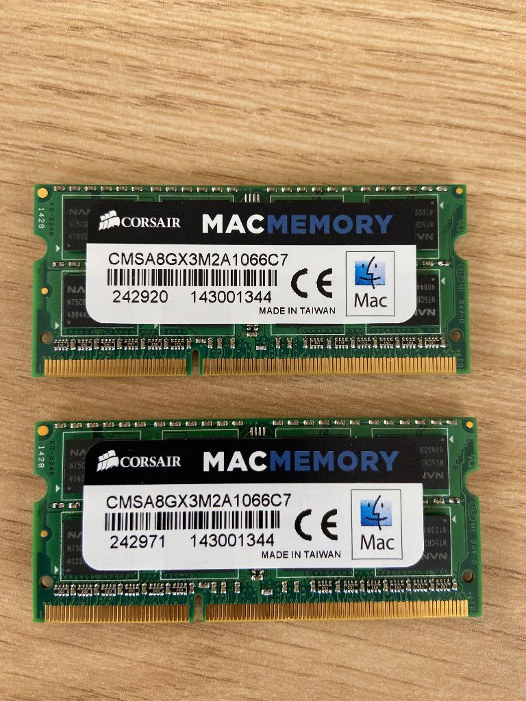 Corsair MacBook Pro Memory Kit - 2X8Gb - DDR3, Computers en Software, 1066 Mhz, DDR3, Ophalen of Verzenden, Zo goed als nieuw