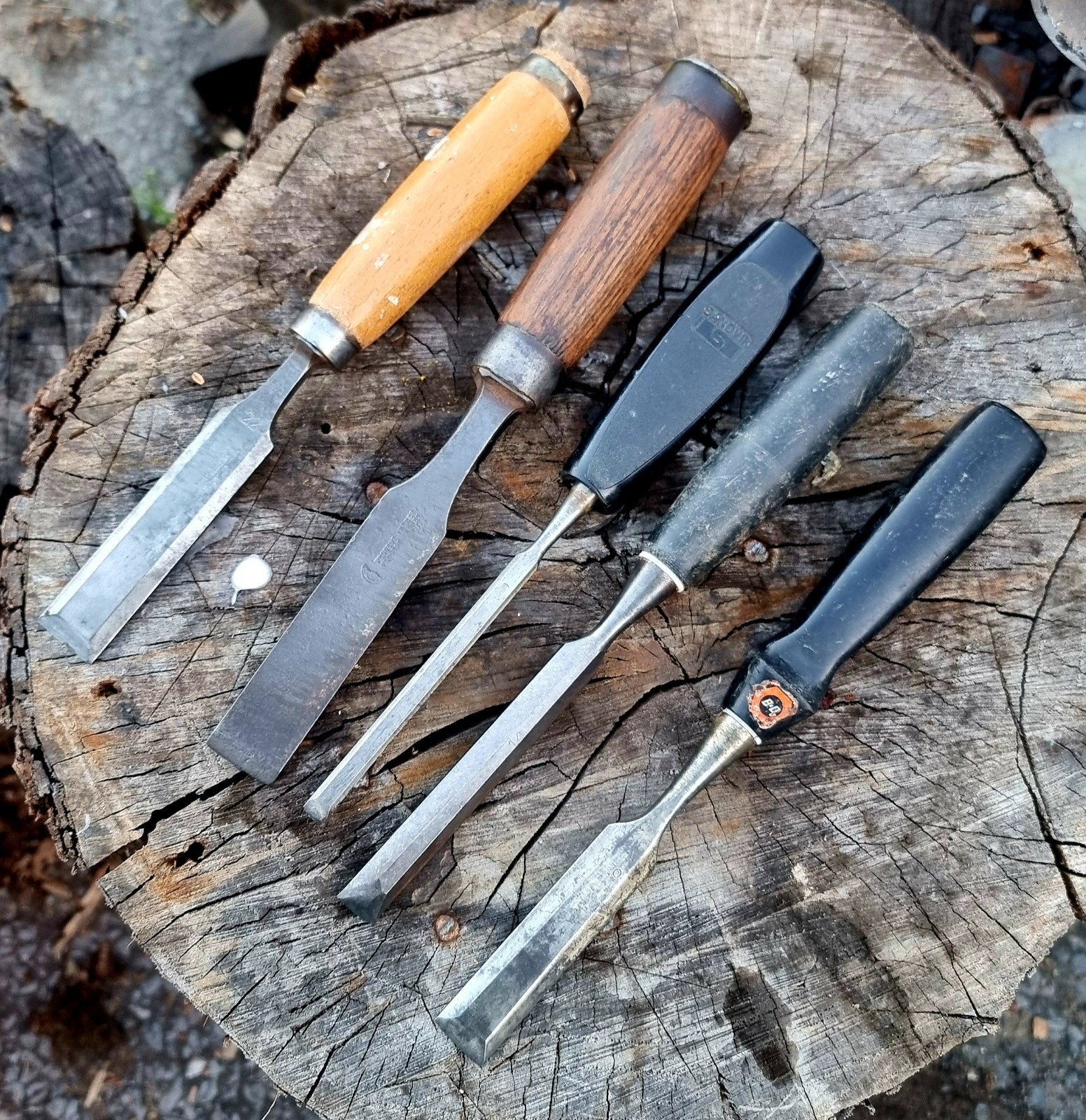 5 vintage houtbeitels, Ophalen of Verzenden