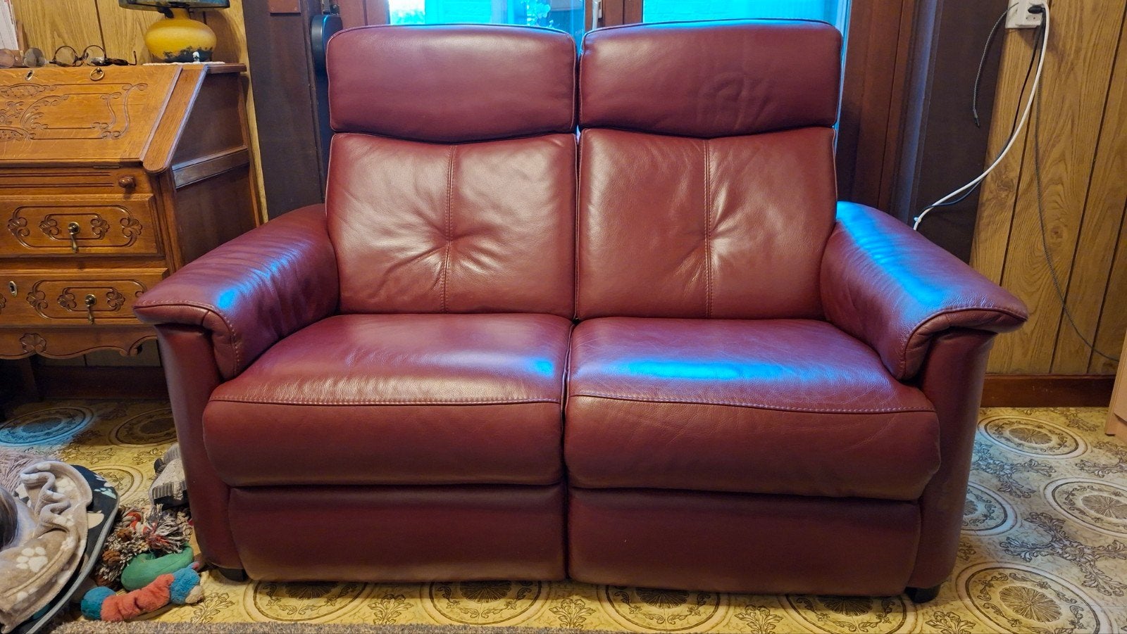 canapé  cuir bordeaux  avec relax, 75 à 100 cm, Comme neuf, Enlèvement, Moderne