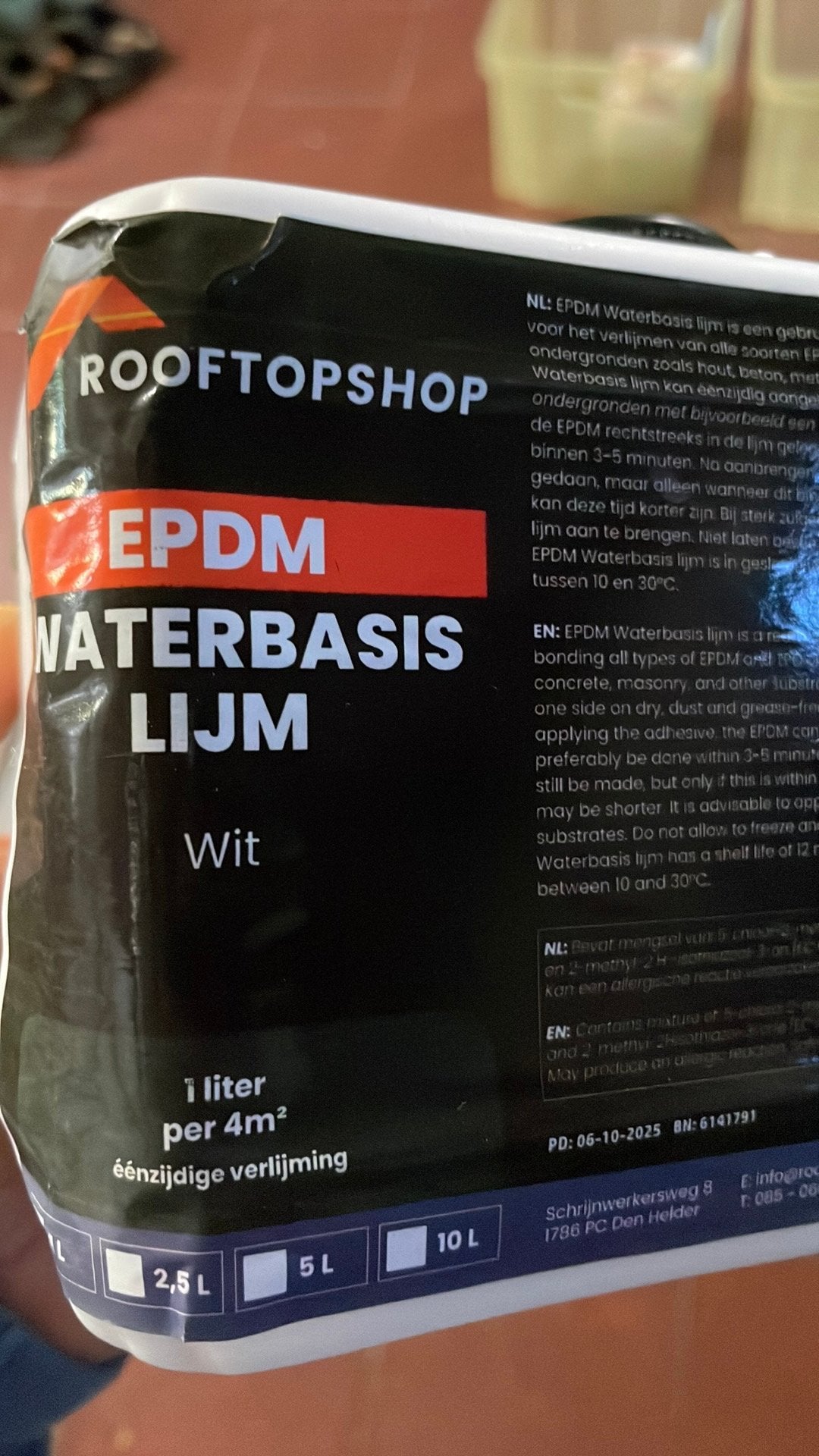 1l epdm waterbasis lijm, Ophalen, Nieuw