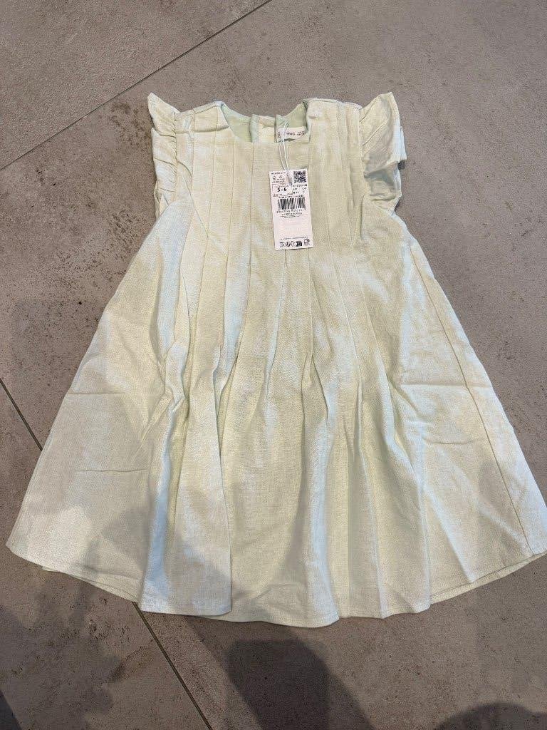 Robe Mango en lin volantée vert pastel, Neuf, Robe ou Jupe, Enlèvement ou Envoi, Mango