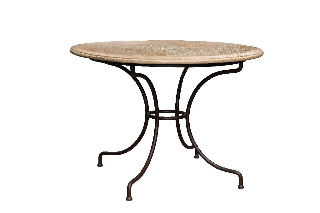 Table à manger ronde en chêne sur métal et base robuste., 100 à 150 cm, Quatre personnes, Chêne, Comme neuf