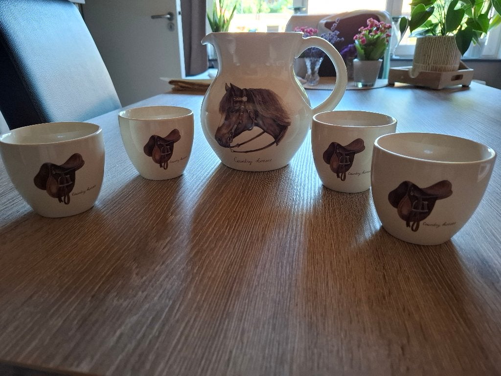 Kan +4 kopjes.paarden deco, Antiek en Kunst, Ophalen