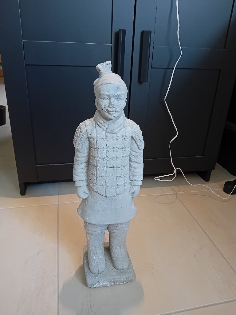 Guerrier Chinois en Terre Cuite, Enlèvement, Utilisé, Autres matériaux, Gris