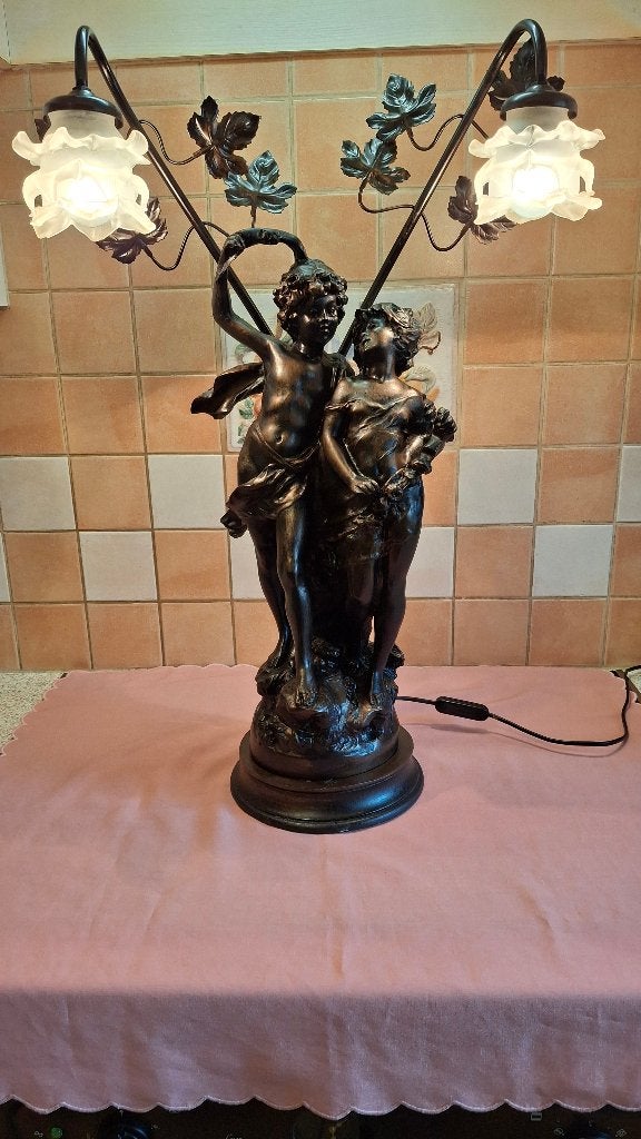 Vintage tafellamp "Young Lovers" A.Moreau., Ophalen