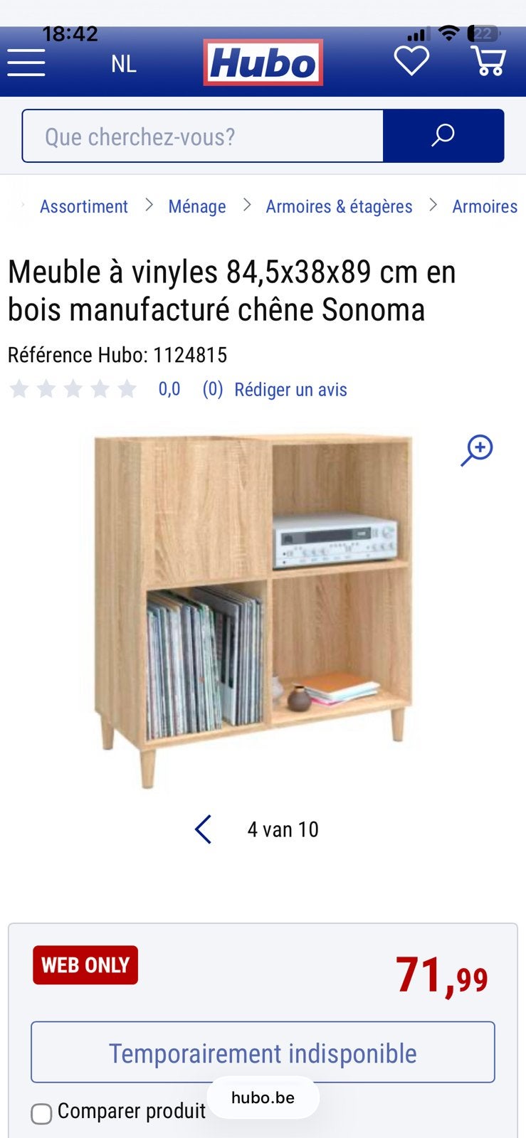 Meuble vinyles, Enlèvement, Comme neuf