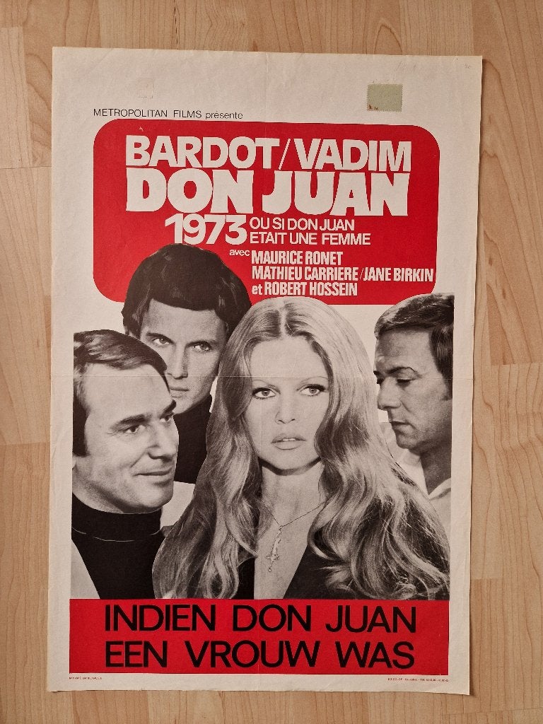 filmaffiche Brigitte Bardot Don Juan 1973 filmposter, Ophalen of Verzenden, A1 t/m A3, Film en Tv, Rechthoekig Staand