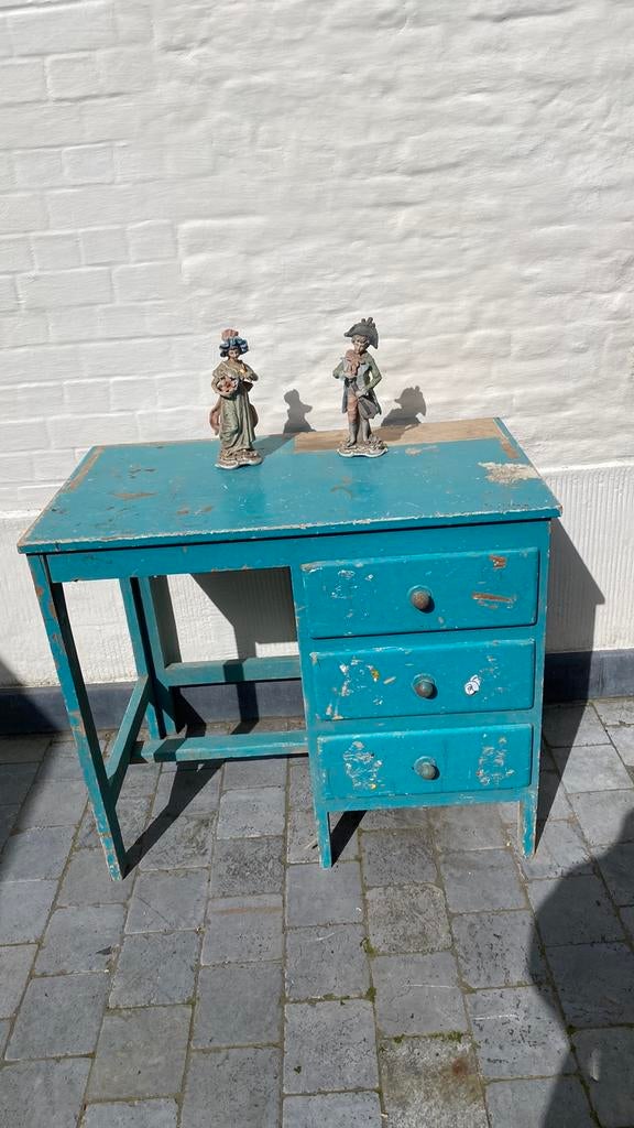 Oud lessenaartje Kinder bureau met schuiven, Ophalen, Gebruikt, Kinderbureau, Blauw