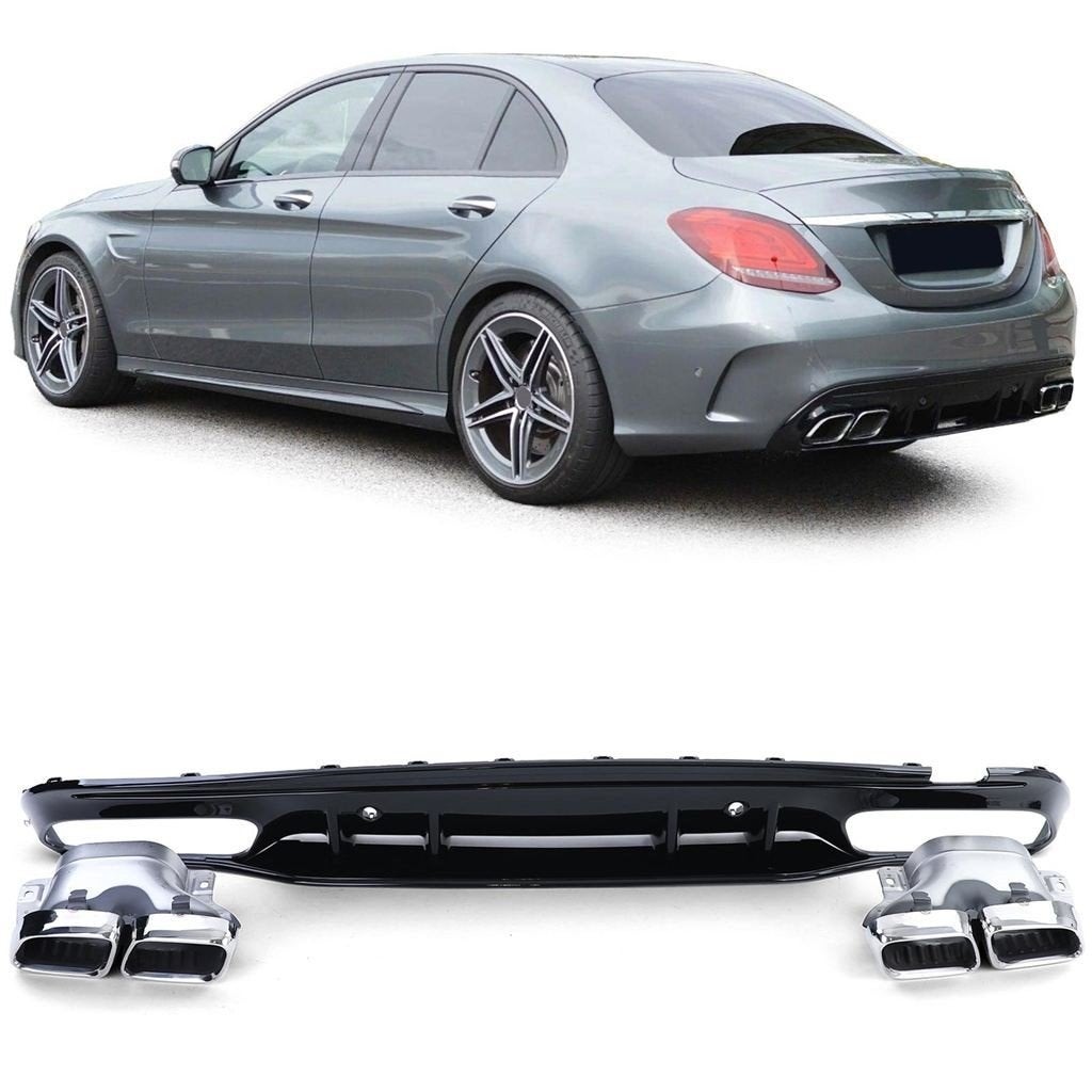 Diffuser C63 AMG Look Voor MB C Klasse W205 Facelift 4 x uit, Envoi