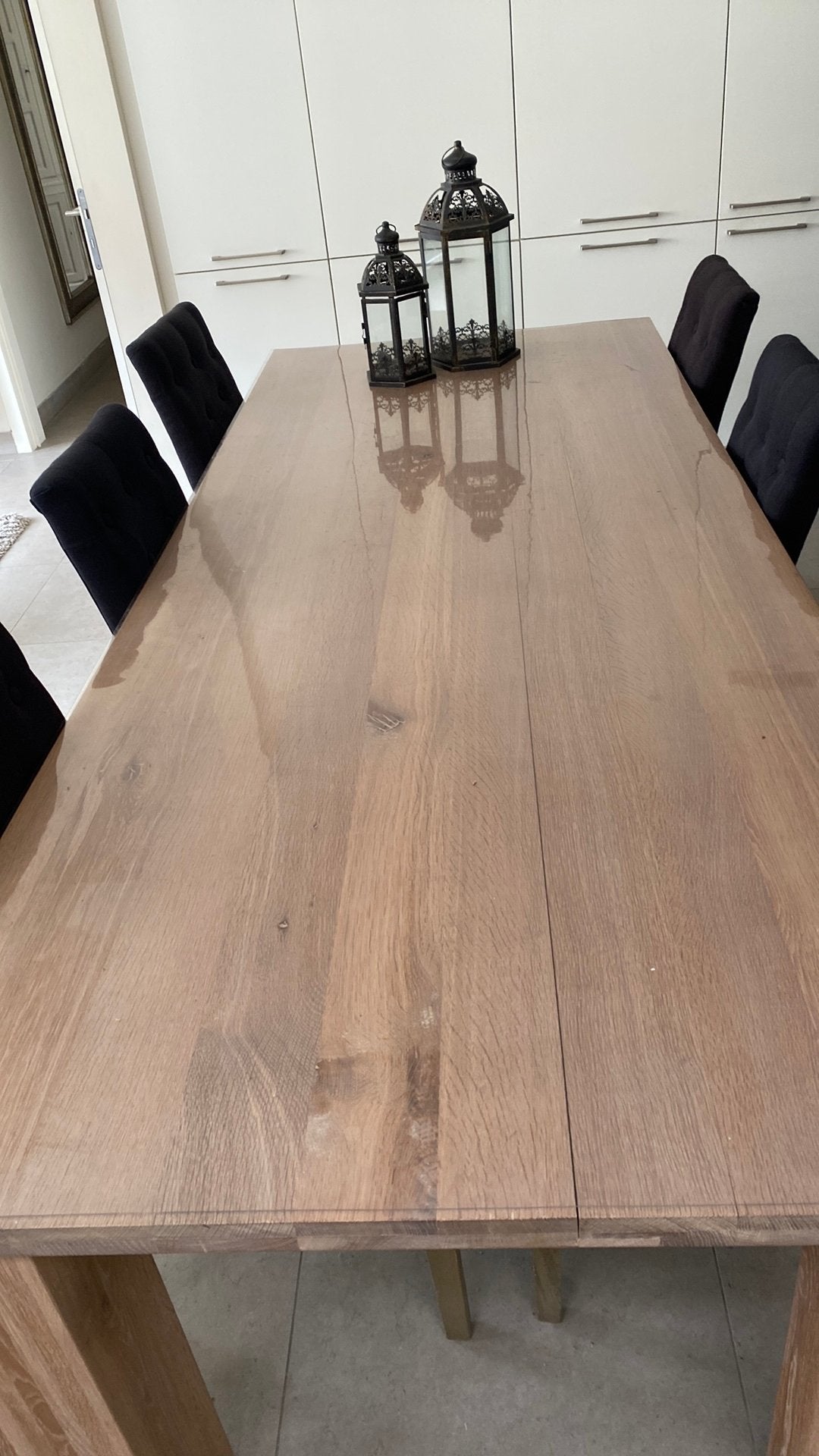 Mooie grote tafel met zware poten 1mx2,5 m, Huis en Inrichting, Tafels | Eettafels, Ophalen, 100 tot 150 cm, Eikenhout, 200 cm of meer