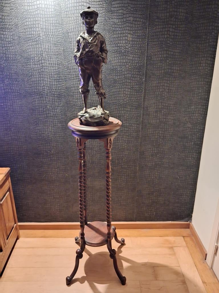 Antiek bronzen beeld met sokkel, Huis en Inrichting, Ophalen