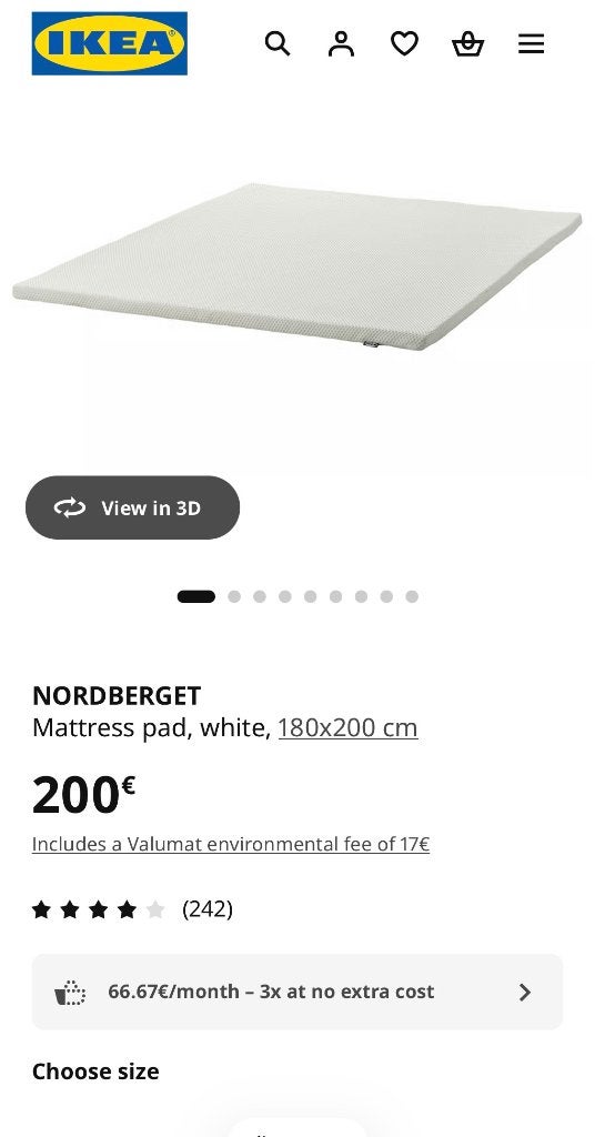 Nordberget matras topper 180x200, Huis en Inrichting, Ophalen, Tweepersoons, Zo goed als nieuw, Matras