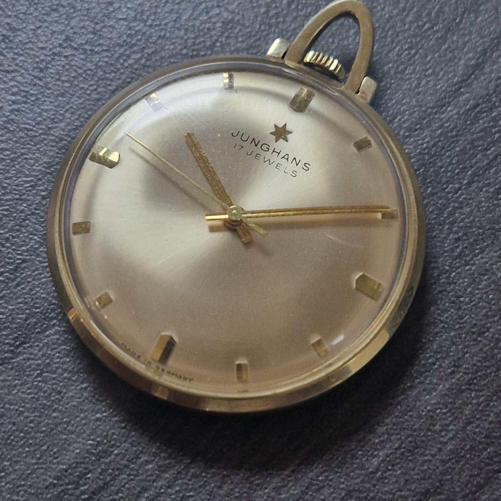 Goud Vintage Junghans 14K 35mm Zakhorloge Frackuhr (60s), Handtassen en Accessoires, Horloges | Heren, Zakhorloge, Goud, Ophalen of Verzenden