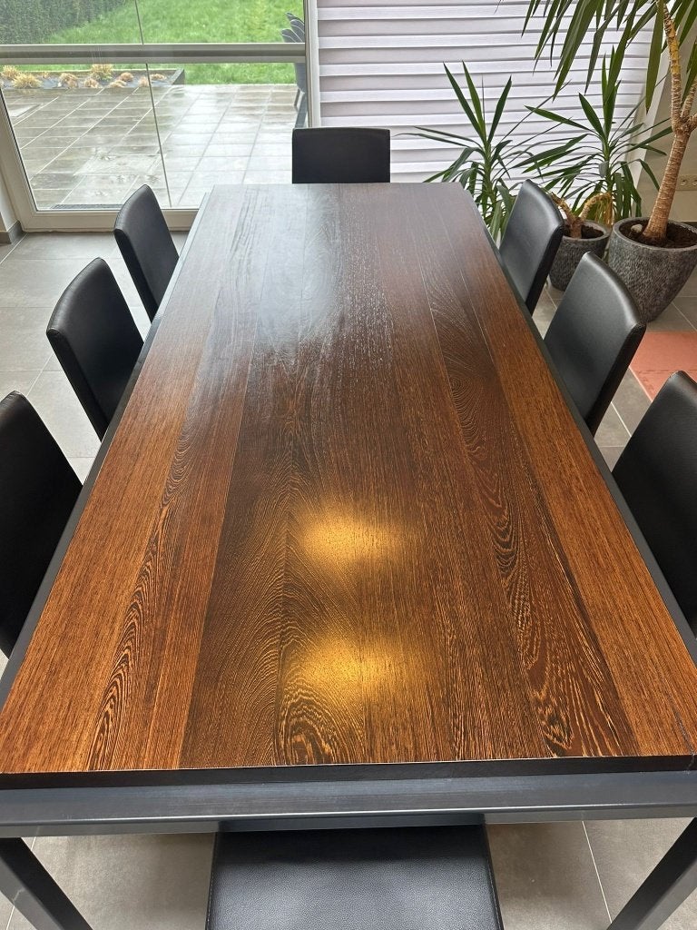 Moderne eettafel in wengé, Huis en Inrichting, Ophalen