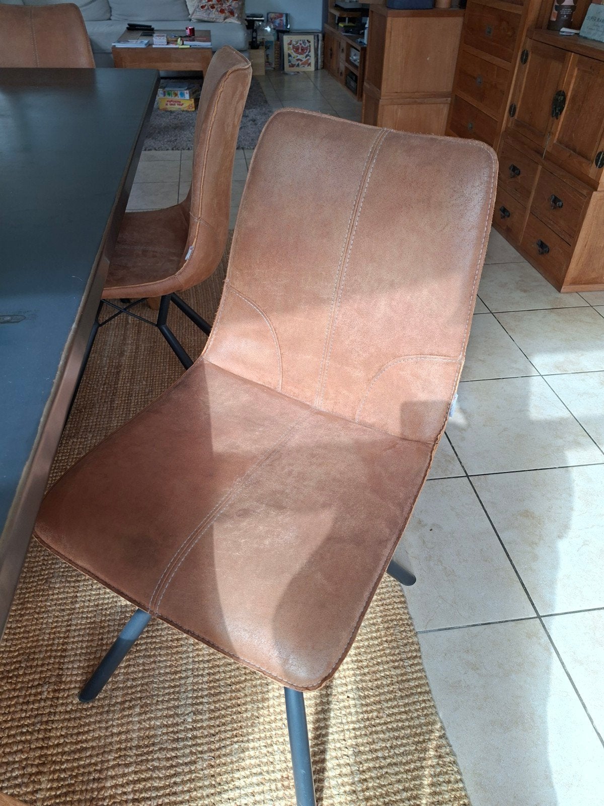 lot de 8 chaises de la marque XOOC en cuir synthétique, Enlèvement, Comme neuf, Synthétique, Cuir synthétique et pied en métal noir
