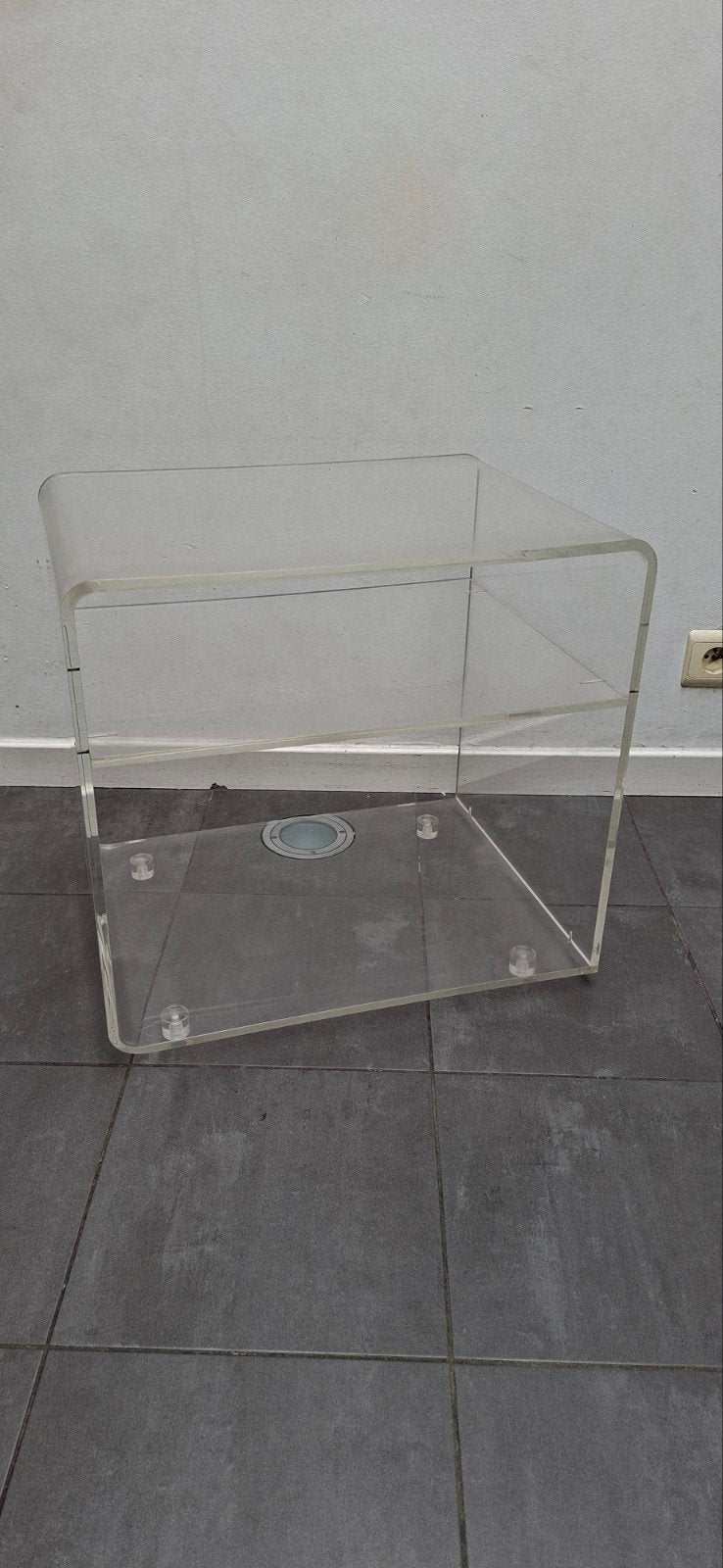 Bijzettafel - Plexieglas - 52x45x50 cm, Huis en Inrichting, Tafels | Bijzettafels, Gebruikt, Vierkant, Space age, Ophalen