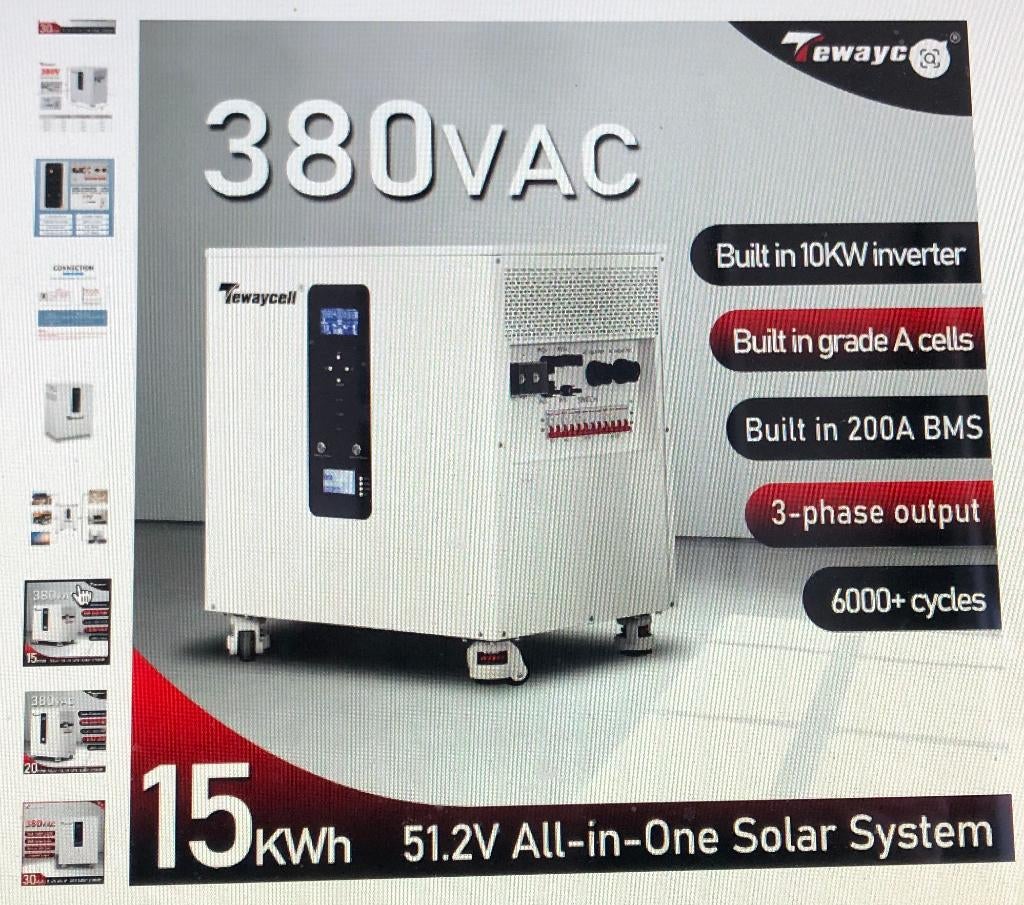 batterij zonnepanelen 380V 15KW met inbouw 10kw omvormer !!, Ophalen, Nieuw, Compleet systeem, 200 wattpiek of meer